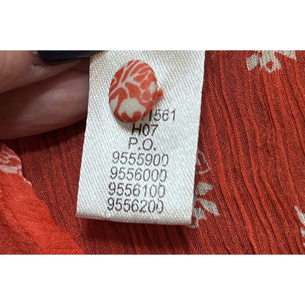 Lucky Brand Floral Sheer Womens XS Orange Red Coral Fairy Boho Peasant Cottage - Picture 11 of 11